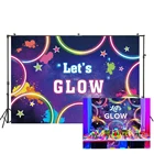 Фон для фотосъемки с надписью Let's Glow светится в темноте, день рождения, баннер, лазерный неоновый фон с брызгами, W-3343