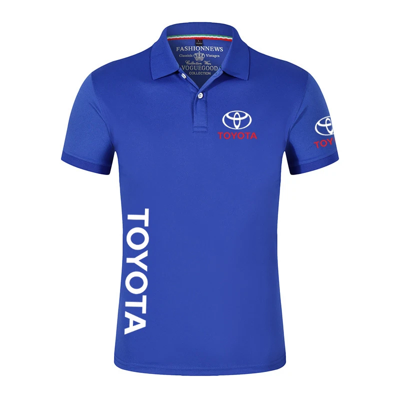 Летняя мужская футболка-поло с логотипом автомобиля Toyota повседневная Однотонная