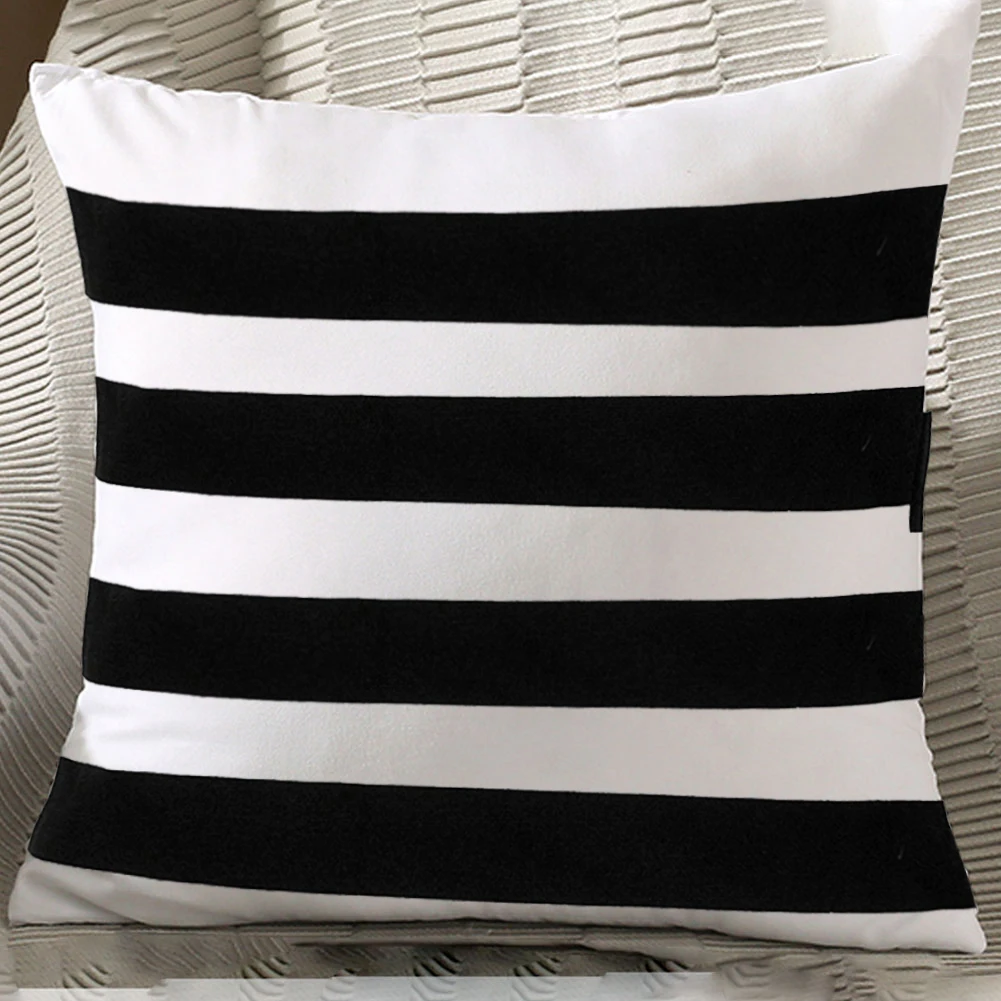 

Throw Pillows Cover Black And White Stripes Pillow Square Modern Flax Cushion Cover Pillowcase Sofa Bedroom Car Decor 45*45cm
