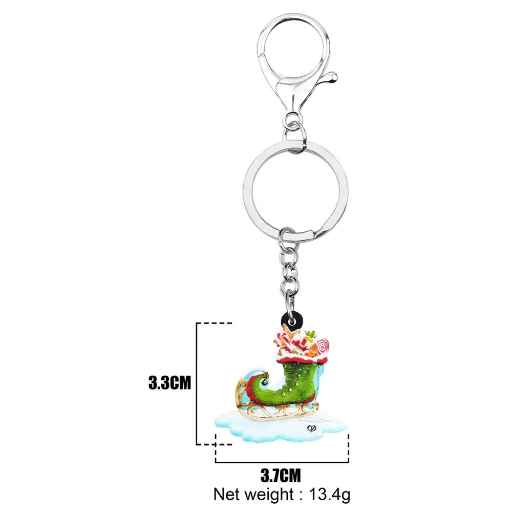 Bonsny акриловые рождественские аниме конфеты лыжный носок обувь брелок для ключей