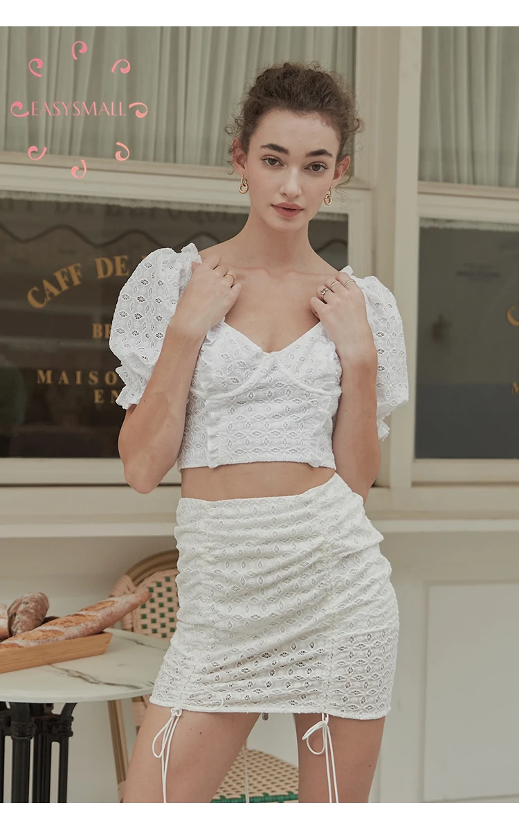 

EASYSMALL For love lemons Women dress Fashion Summer Strap short high-end party evening High Waist Vestidos Puff sleeve dress