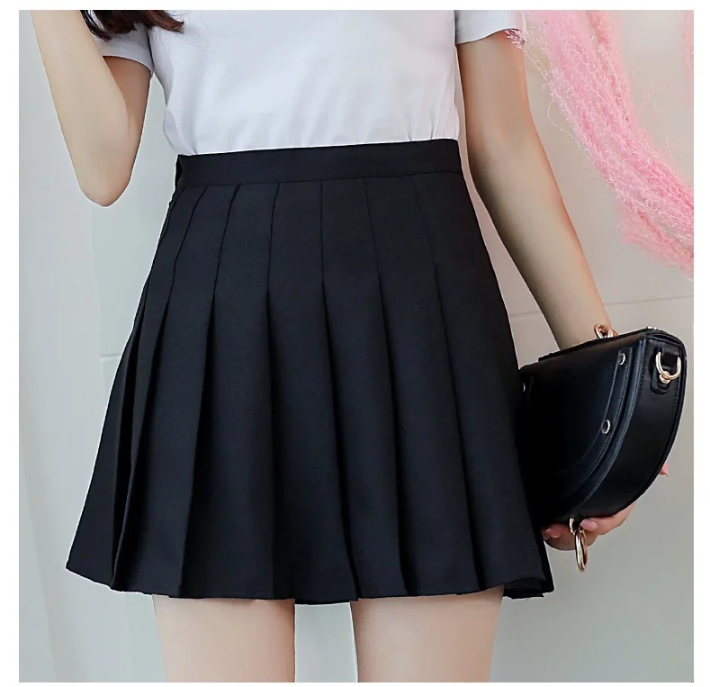 Черный Autumn Winter High waist umbrella skirt a word skirt wild waist woolen female Flared new poncho skirt Pink Plaid skirt - Цвет: Черный