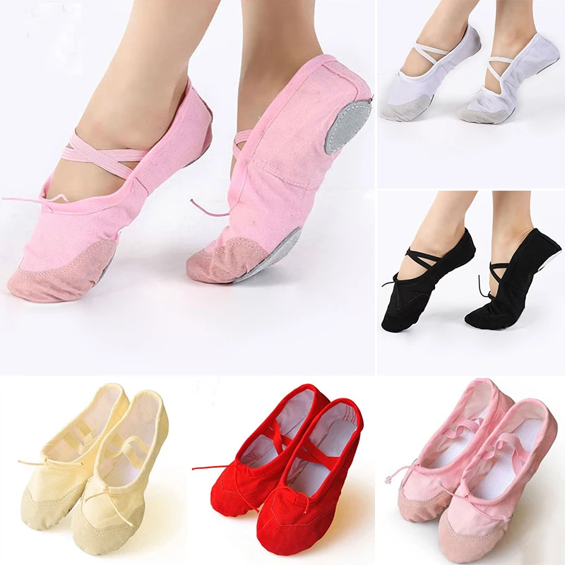 

Girl Women Adult Canvas Soft Sole Ballet Dance Shoes Slippers Pointed Gymnastics Shoes Practise Ballerina Shoes