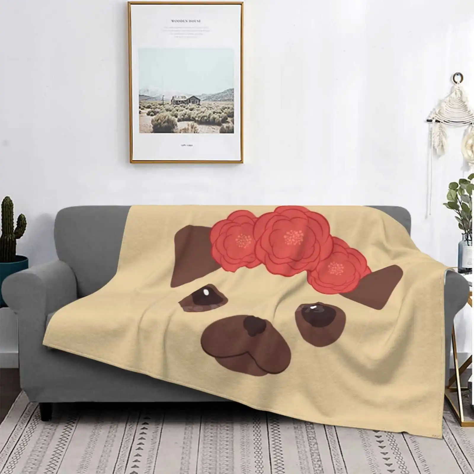 

Pug Dog Costume Cute Animal Dog With Nice Flowers Gift Best Selling Room Household Flannel Blanket Pug Dog Cute Puppy Funny