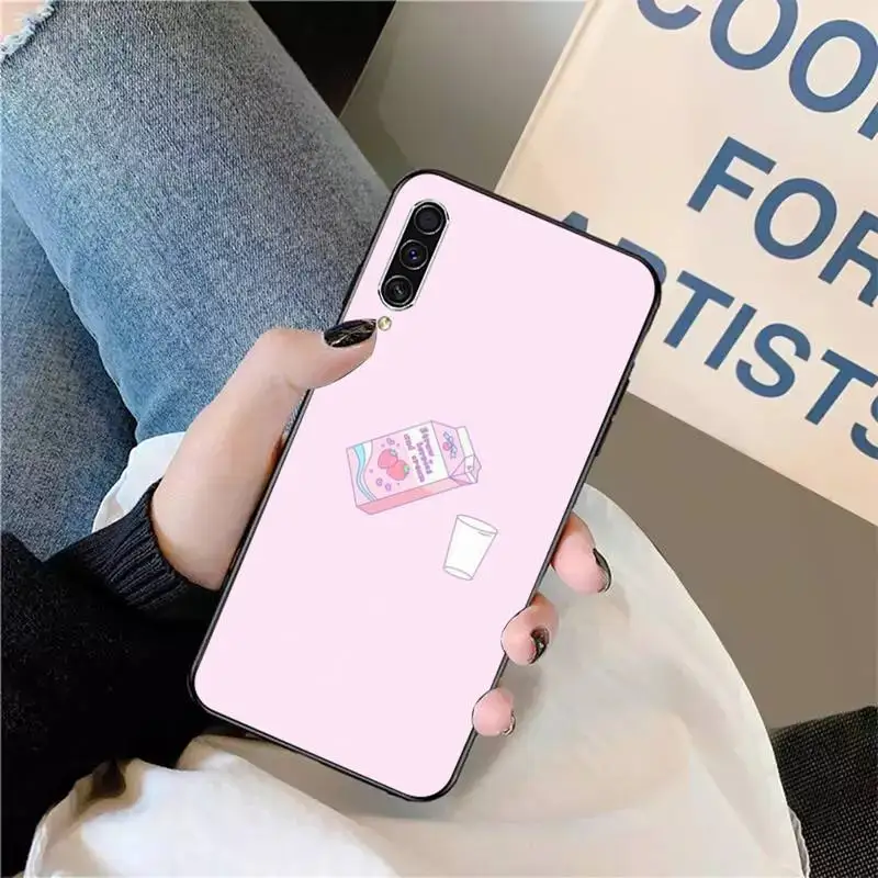 

Kawaii Japanese Strawberry Milk Box Phone Case For Samsung galaxy S 9 10 20 A 10 21 30 31 40 50 51 71 s note 20 j 4 2018 plus