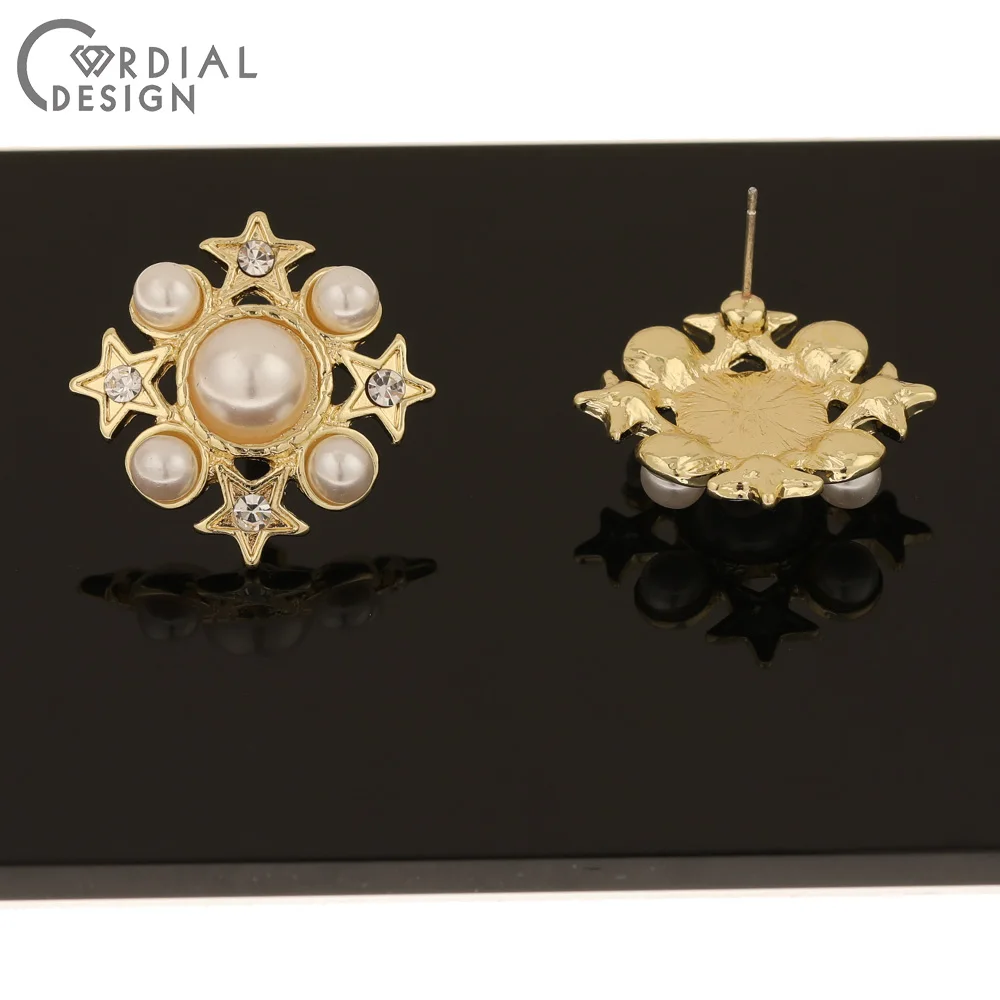 

Cordial Design 50Pcs 27*27MM Jewelry Accessories/Imitation Pearl/Hand Made/Stars Shape/DIY Making/Rhinestone Earrings Stud