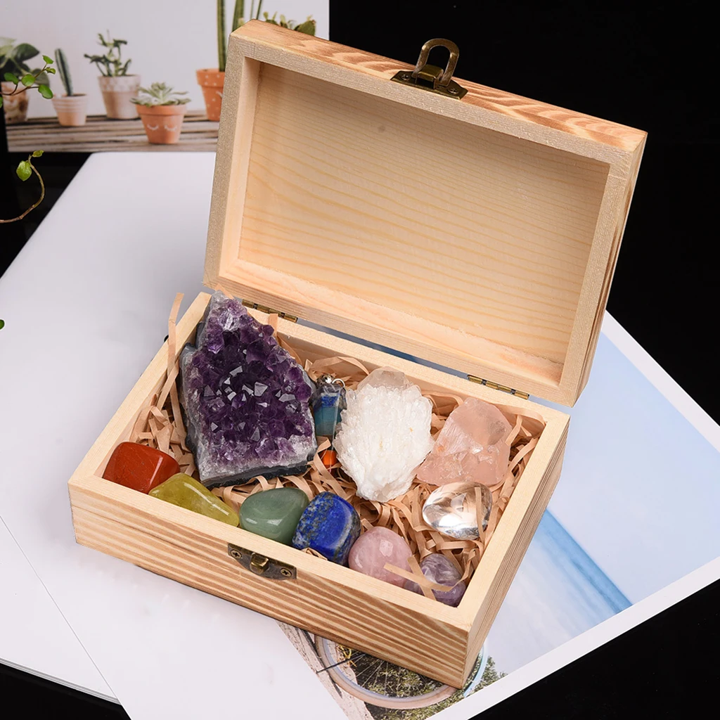 

Natural Crystals Amethyst Mineral Specimen Gift Meditation Collection Box
