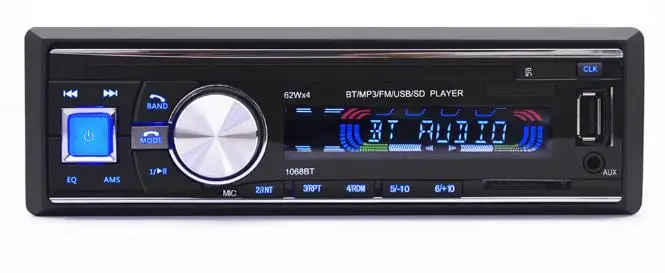 50 шт. 1Din 12 в Bluetooth Авто FM Радио стерео аудио плеер поддержка вызова AUX/MP3/USB/sd-карта 1068