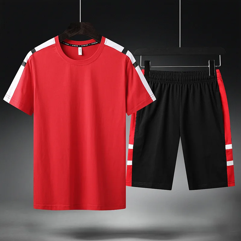 M-6XL Summer Men's Running Shorts Casual Tracksuit Sportswear Mens Out Fit Man Sets Pants Male Sweatshirt Men Gym Clothes | Спорт и