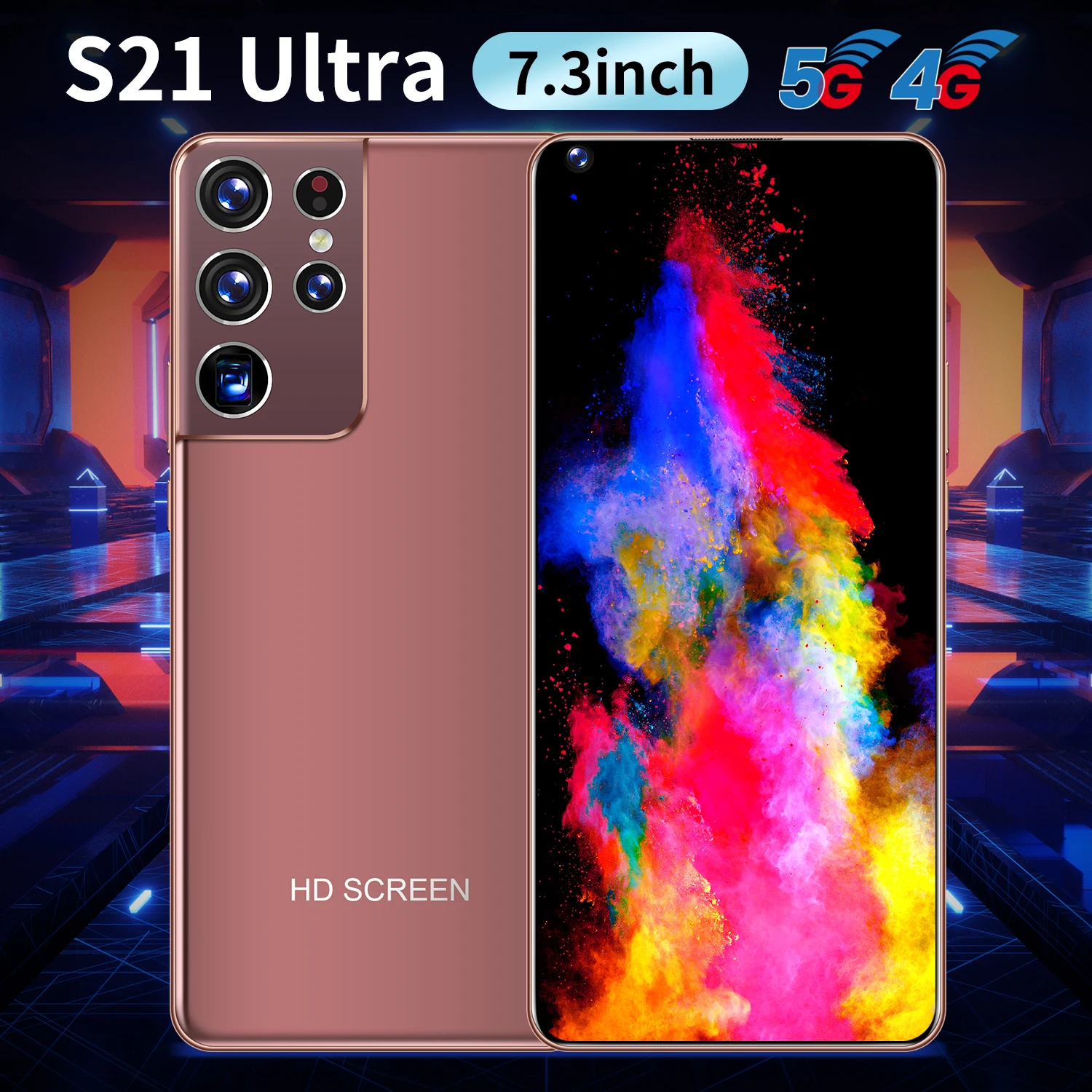 

S21Ultra Global Version 7.3"HD Full Screen 6800mAh Smartphone 24+48MP 12+512GB Face ID Cellphone Dual SIM 4G 5G Network Phone