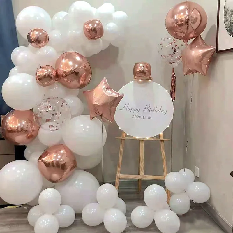 

88pcs White Balloons Garland Baby Shower Ballon Arch Kit Rose Gold Confetti Balloon for Girl's Birthday Wedding Party Decoration