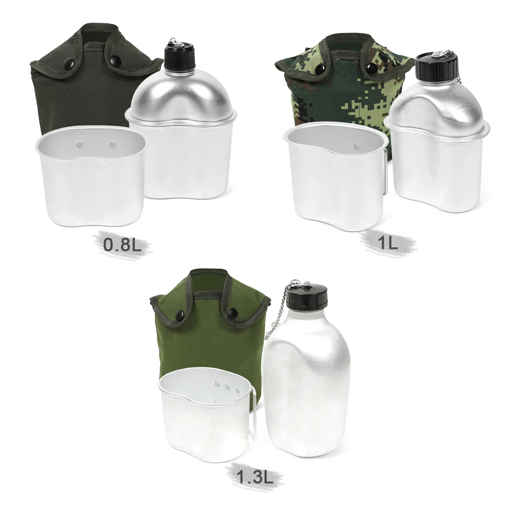 

Portable Aluminum Camping Military Canteen with Cup and Cover Camping Canteen for Outdoor Camping Hiking Backpacking Picnic
