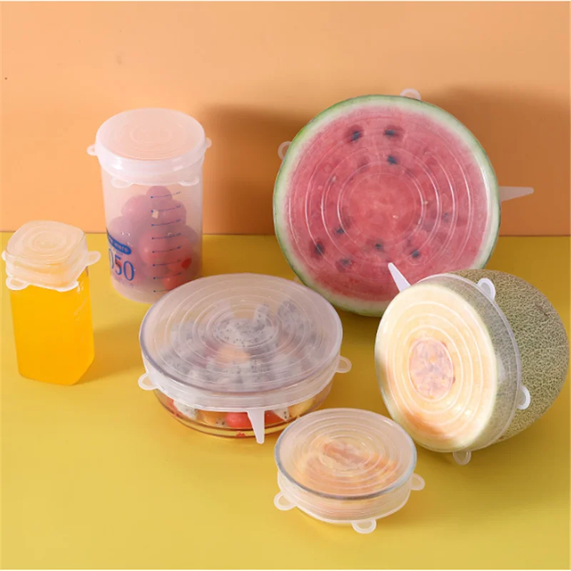 6 шт. силиконовые растягивающиеся крышки для кастрюль|Крышки посуды| |