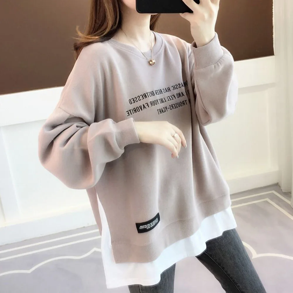 

Женская толстовка с длинным рукавом, с круглым вырезом и надписью