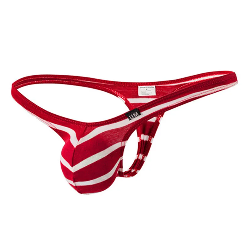 Мужские стринги в полоску обтягивающие сексуальные с низкой талией дышащие