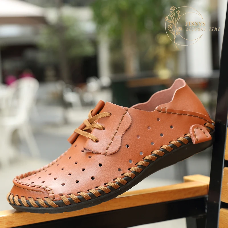 

Весенние мужские лоферы FIXSYS, дышащая Нескользящая повседневная обувь, мужская обувь ручной работы для вождения, легкие кроссовки, открытая ...