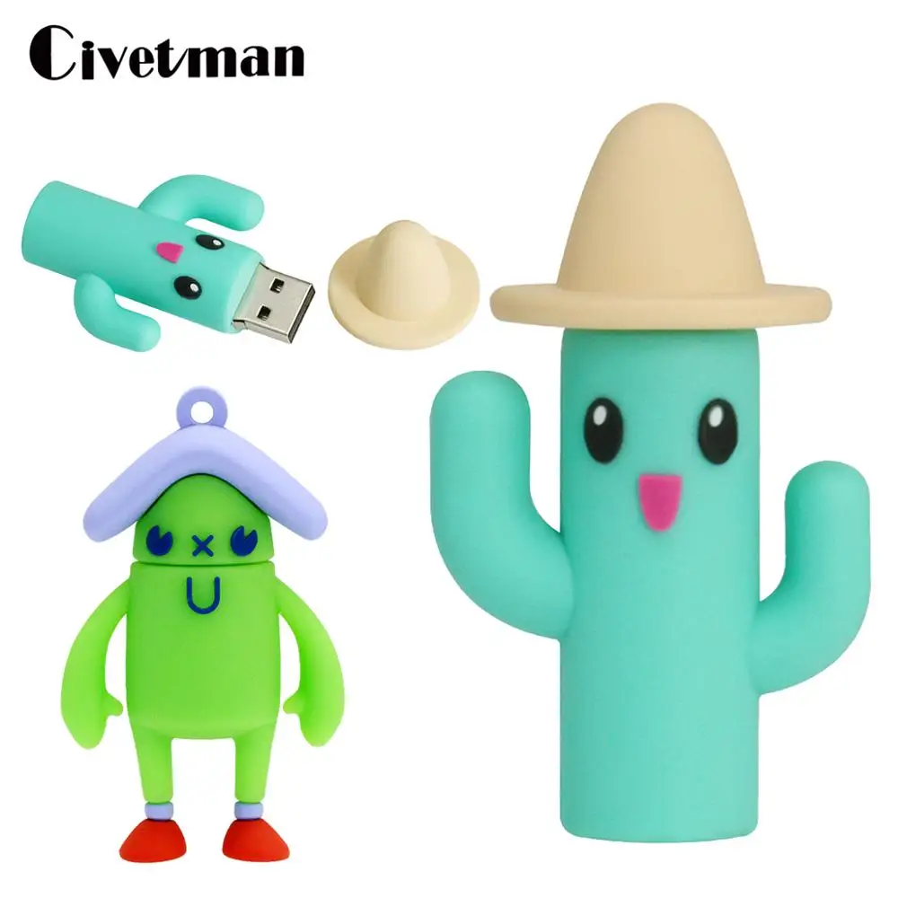 Силиконовый USB флеш накопитель 128 ГБ Blue Cactus Pendrive 8 16 32 64 Драйвер ручки 256 2.0 Memory Stick