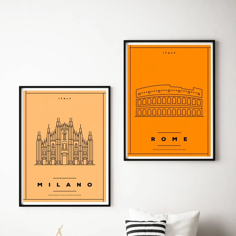 Италия Римский город Карта минималистский стиль холст постер домашний Декор