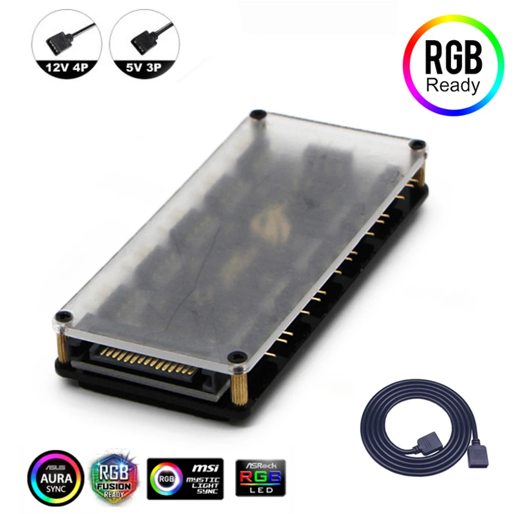 5 в 3pin 12 В 4pin RGB 10 портов разветвитель втулки w/ PMMA чехол ASUS AURA SYNC адаптер для GIGABYTE MSI