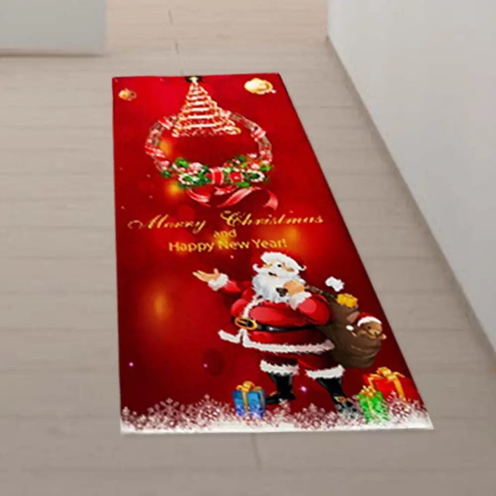 Коврик для пола разноцветный с орнаментом дедом морозом | Дом и сад