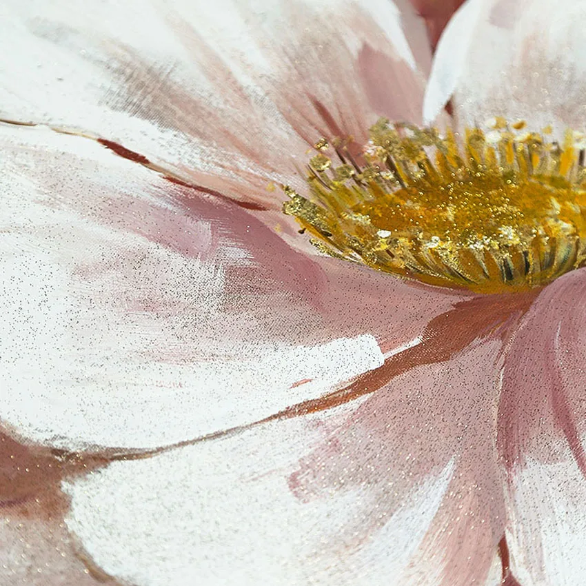 Настенный постер с абстрактными розовыми цветами и золотой линией ручная