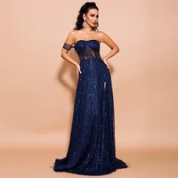 plus size evening dresses luxury long sequined for women mermaid long sleeve ball gowns v neck black