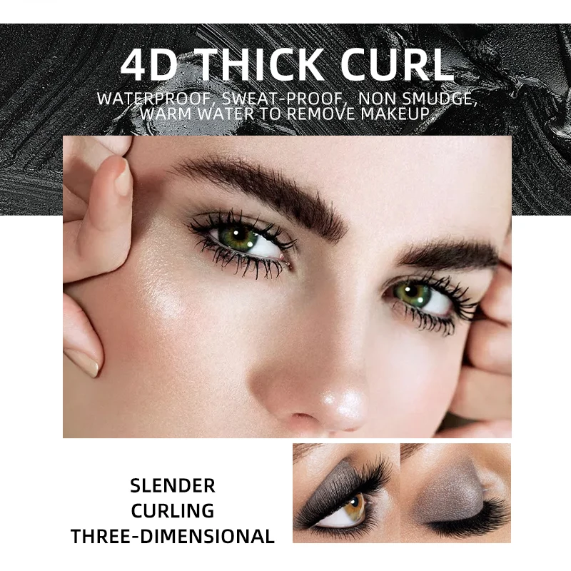 4D Fiber Professional Mascara Long Eyelash Silicone Brush Curving Lengthening Waterproof Longlasting Makeup Eye Cosmetic |