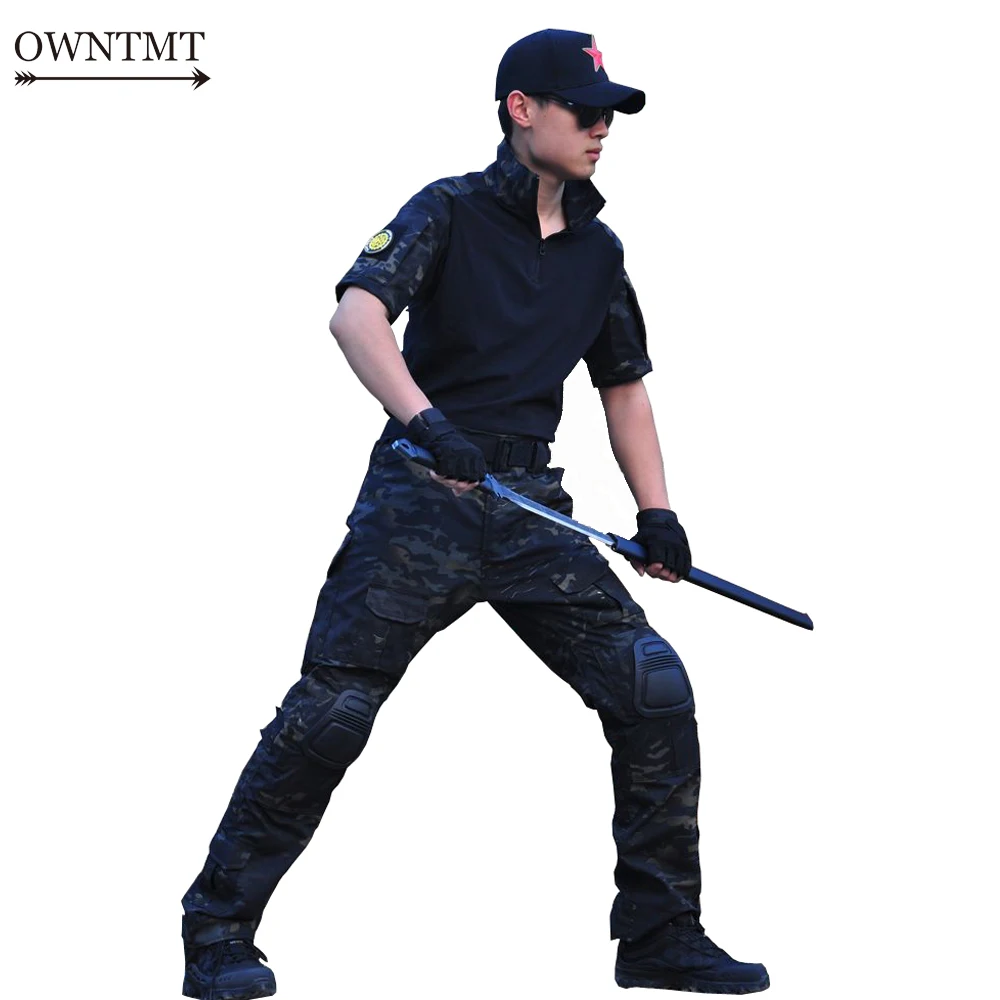 Тактическая Военная форма Летняя короткая рубашка армейская тактические штаны с