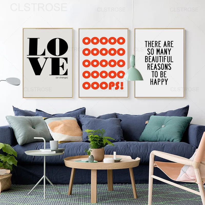 

Modern English Phrases Words Canvas Painting Black and White Posters and Printmaking Art Pictures On The Wall Office Decoration