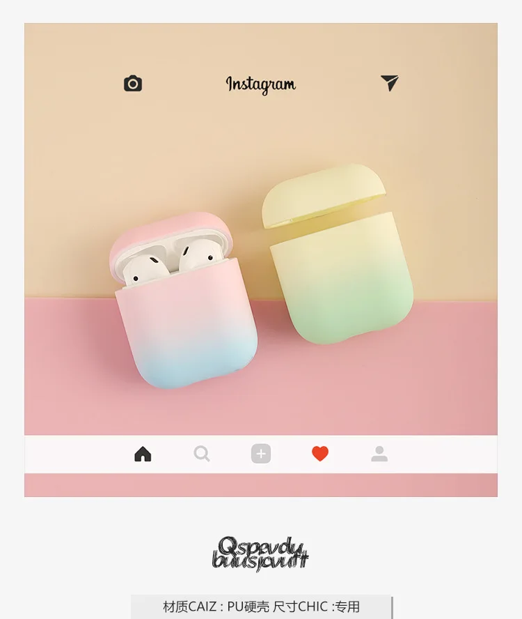 Для AirPods чехол градиентный Радужный цвет защитный жесткий чехол Bluetooth беспроводные наушники чехол для Air pods 2 Чехол fundas