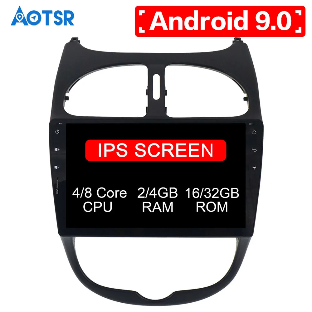 9 &quotAndroid 0 автомобильный стерео GPS для Peugeot 206 2000 2016 Авто Радио FM RDS WiFi Аудио Видео