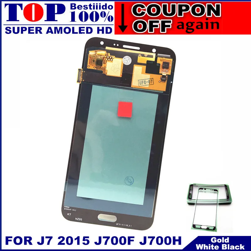 Super AMOLED lcd S для samsung Galaxy J7 J700 J700F J700H J700M ЖК-дисплей кодирующий преобразователь сенсорного экрана в сборе наклейка