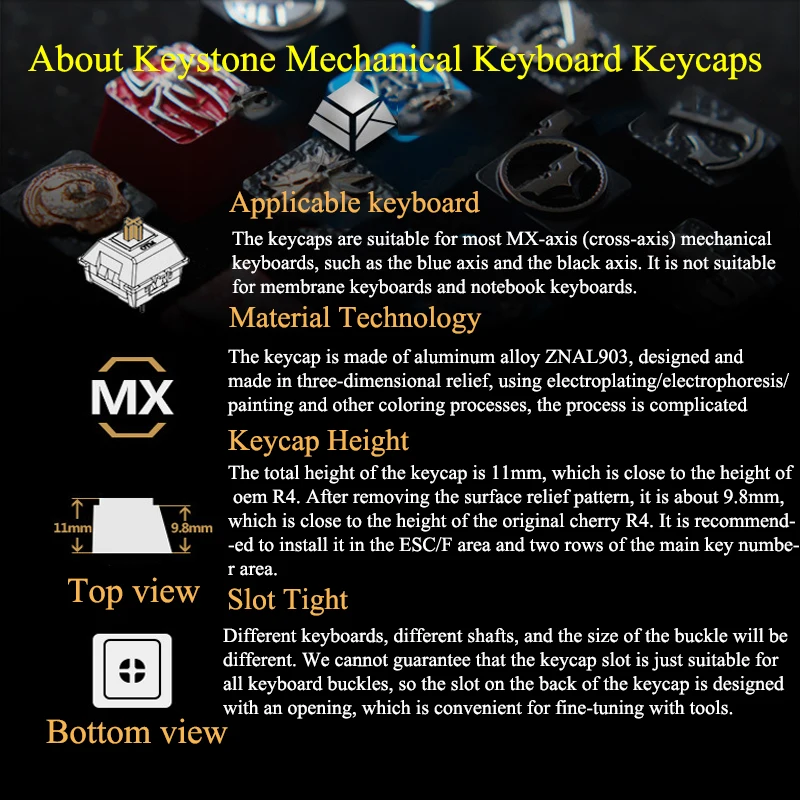 KeyStone Keycap 1 шт. рельефная игра с 3d-фильмом тема из алюминиевого сплава