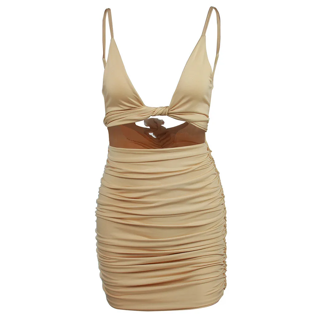 

Mini Sexy Dresses Spaghetti Strap Ruched Party Night Backless Bandage Bodycon Dress Club Summer Dresses Women 2020 Vestidos Robe