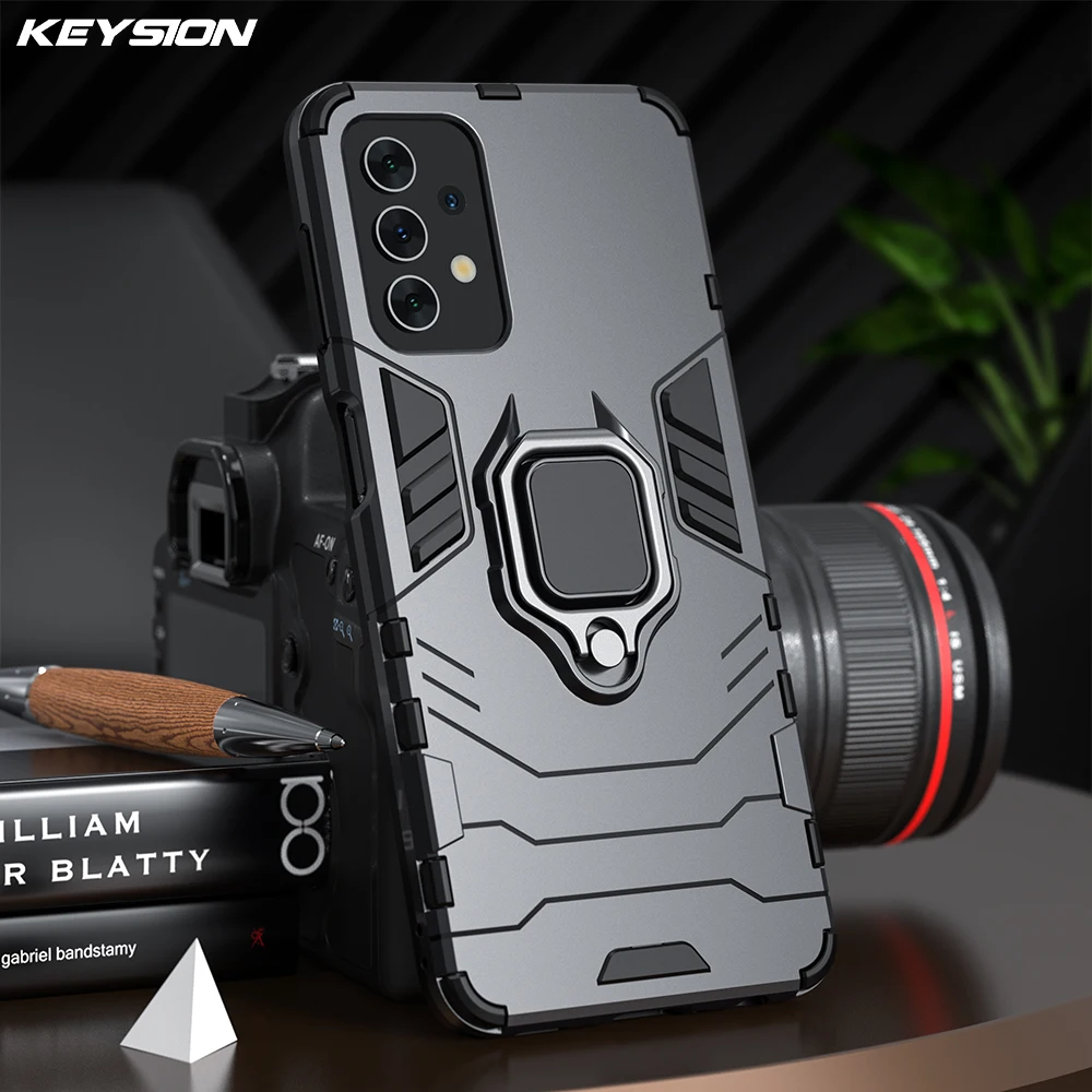 

KEYSION Shockproof Armor Case for Samsung A13 A33 A32 A52S A72 5G Ring Stand Bumper Phone Back Cover for Galaxy A12 A02S A32 A42