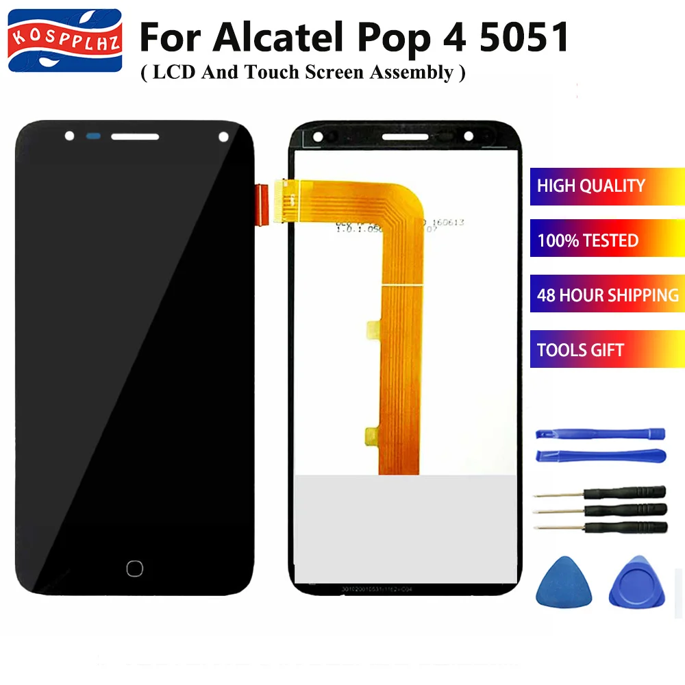Для Alcatel Pop 4 4. 0 5051D 5051X 5051J 5051M OT5051 OT5051D OT5051X ЖК-дисплей + Фотоэлементы Бесплатные