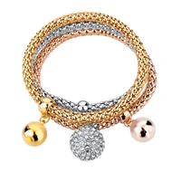 ffashion jewelry for women 3pcs goldsilver plated bracelet pulseiras vintage with ball pendant wedding bracelet sbr150182