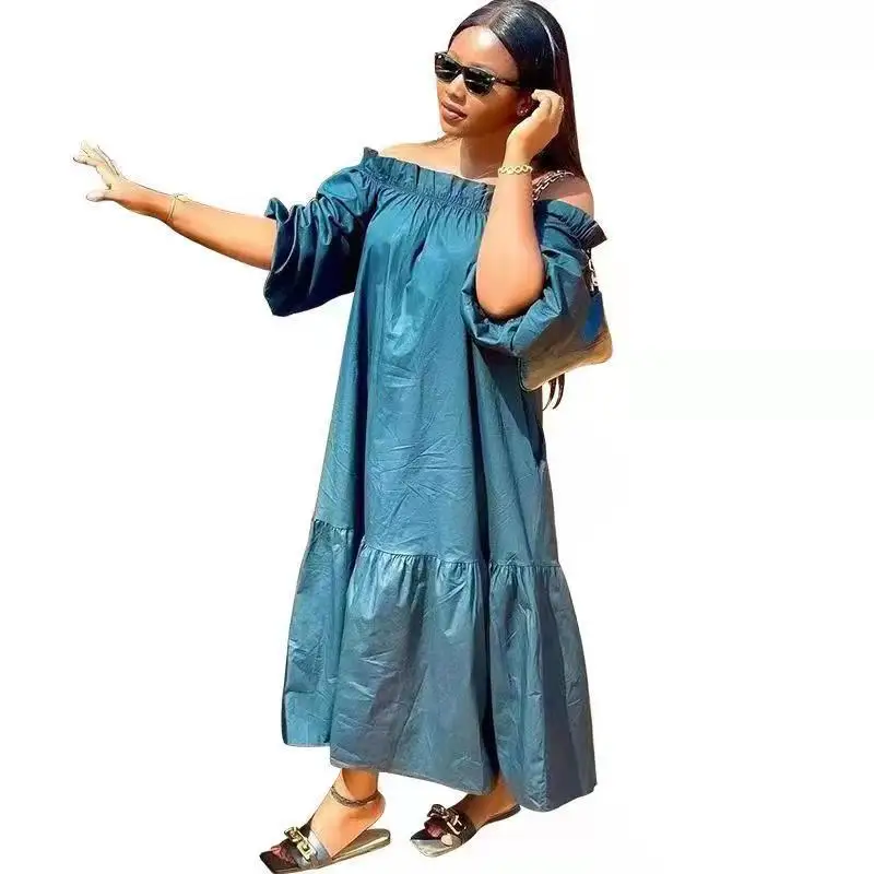 

African Long Maxi Dress Women's Slash Neck Off The Shoulder Backless Daily Evening Party Dress African Dresses For Women