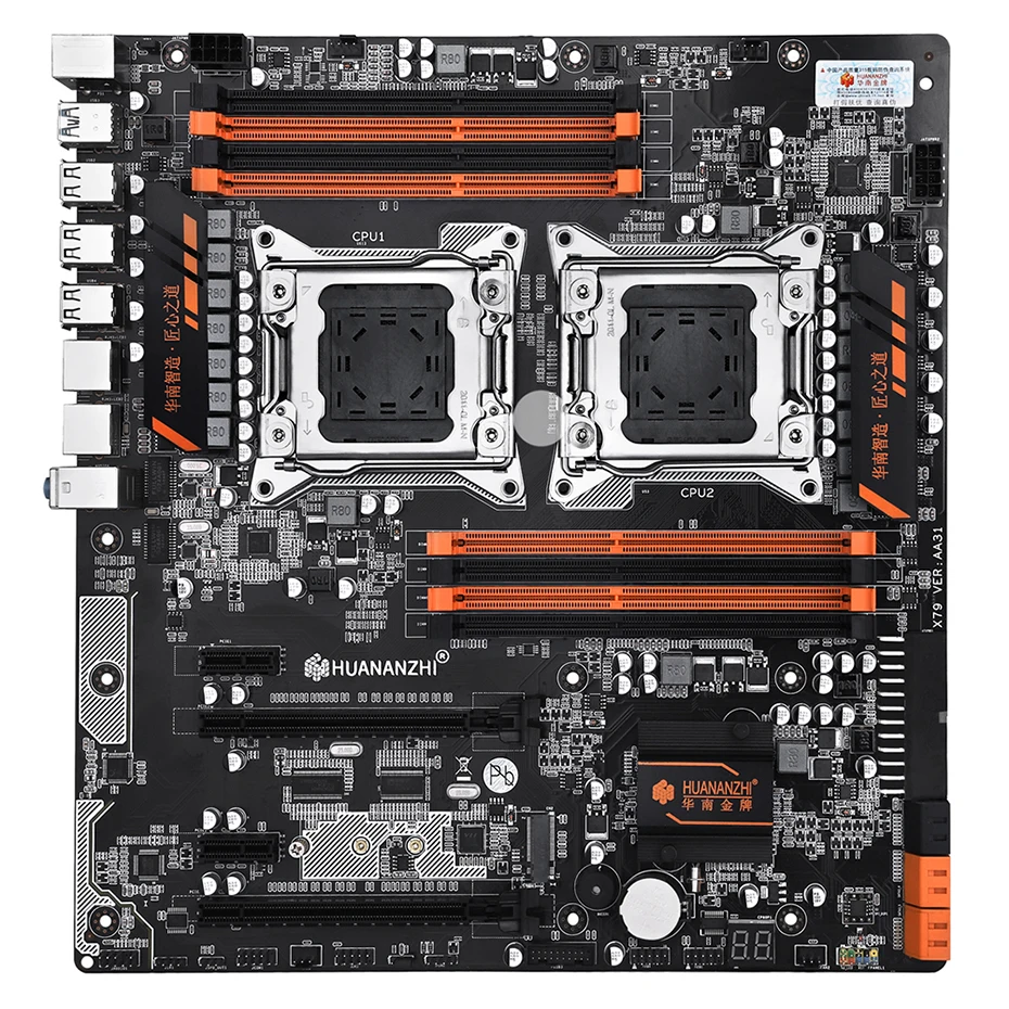Günstig HUANANZHI X79-8D Intel Dual CPU Motherboard Für LGA 2011 Xeon E5 DDR3 1333/1600/1866MHz 256GB M.2 NVME SATA3 USB 3,0 E-ATX