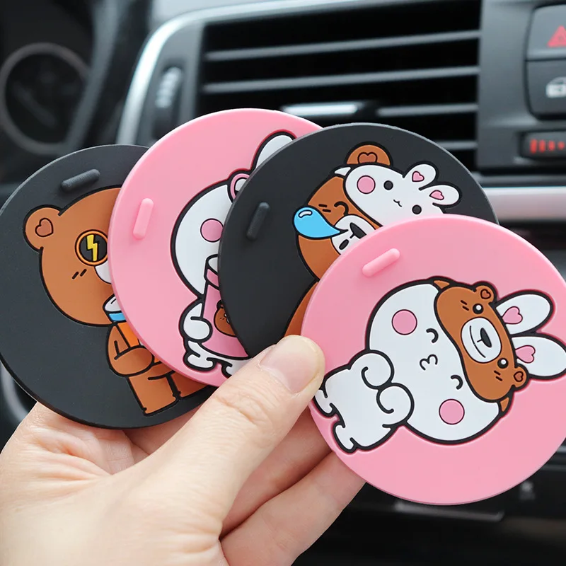 

Car Coaster cute Soft silicone Car Cup Holders Cartoons Anti-slip car coaster Drink cola stand