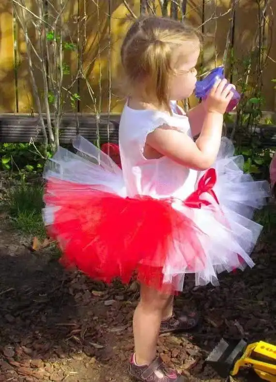 

2021 Baby Tutu Skirts Girls Fluffy Ballet Tutu Dance Pettiskirt with Red Ribbon Bow Children Summer Tulle Tutu Skirt Party Cloth