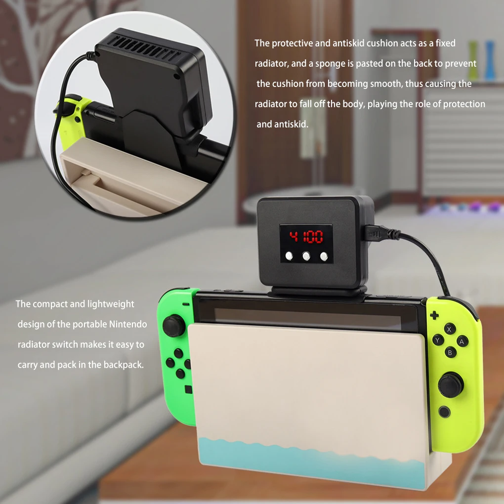 

Cooling Fan for NS Switch External Turbo Pumping Cooler Radiator Base for Nintendo Switch Docking Station LED Display Radiator