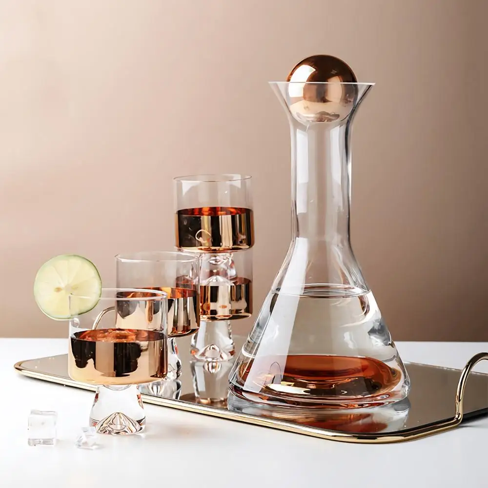 

JINYOUJIA-Crystal Glass Water Bottle Set, Electroplating, Rose Gold, Decanter, Wine, Whiskey, Drinking Water Kettles