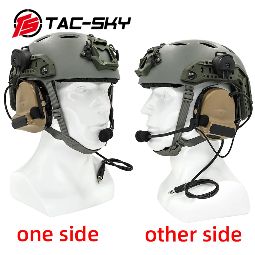 TAC-SKY Tactical Helmet ARC Track Bracket Version Comtac II Silicone Headset Tactical Hearing Protection Hunting  Headset DE