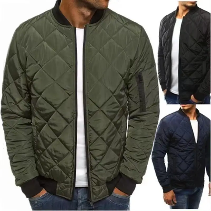 

Men's Cotton-padded Jackets Solid Color Riding for Bmw Jacket Men Rhombus Seam Cotton Man Jackets Coat Overcoat