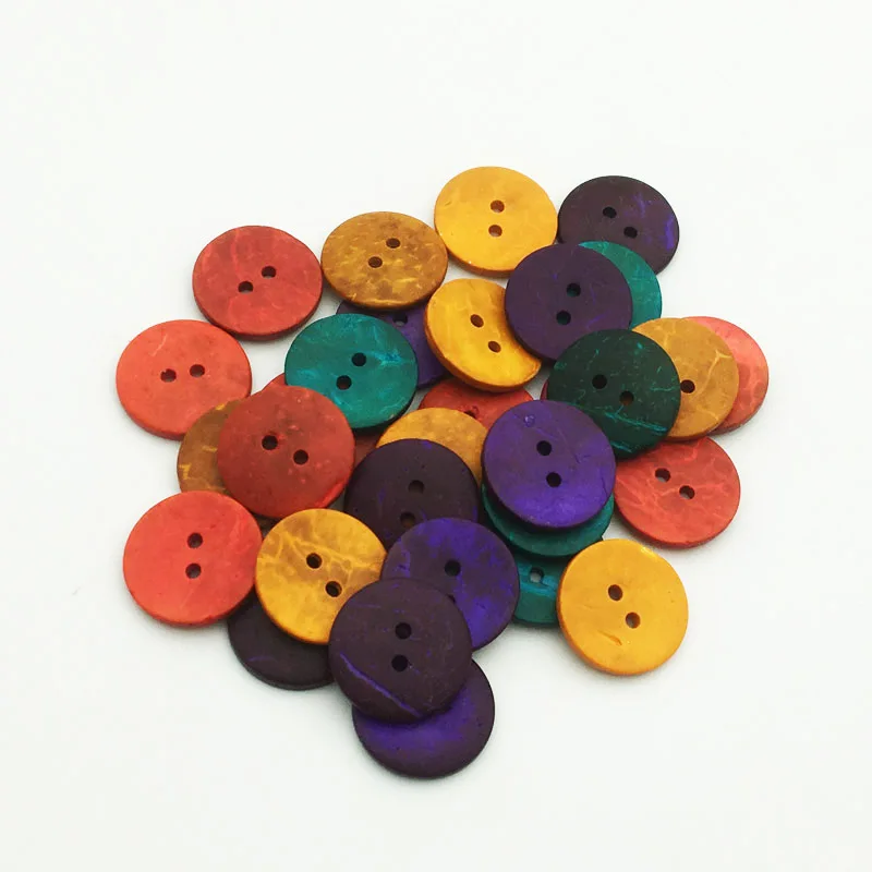 

50PCS/Pack 15/20mm 2-hole Round Solid Color Wooden Decorative Buttons Suitable For Sewing Clip Arts and Crafts Multicolor WD0265