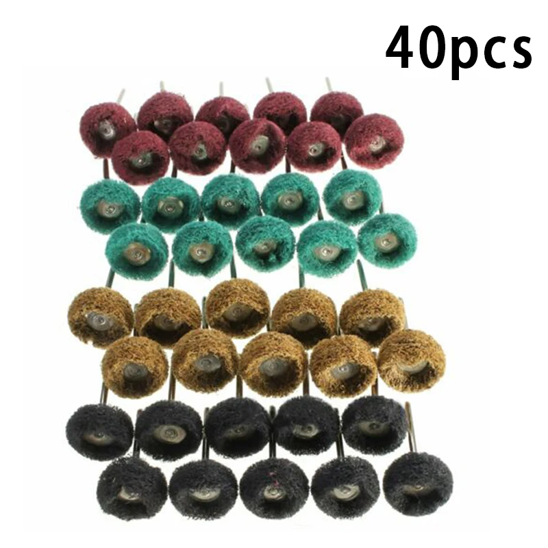 

40 Pcs Set Polishing Wheel Abrasive For Power Rotary Tool Nylon Grinding 25mm