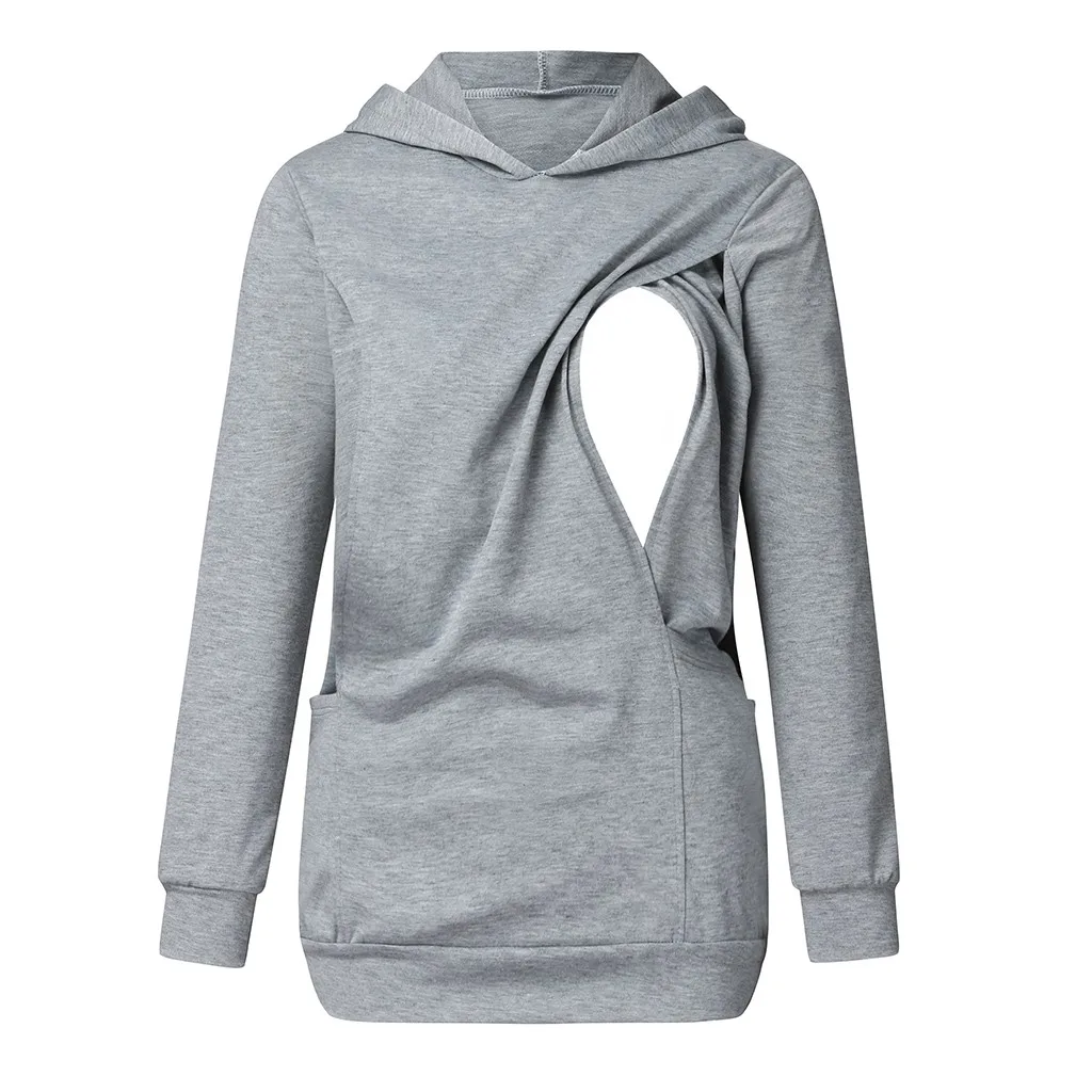

TELOTUNY Women's Nursing hoodies Sweatshirt Top maternity Breastfeeding hooded borstvoeding hoody Pullover blouse ZS11