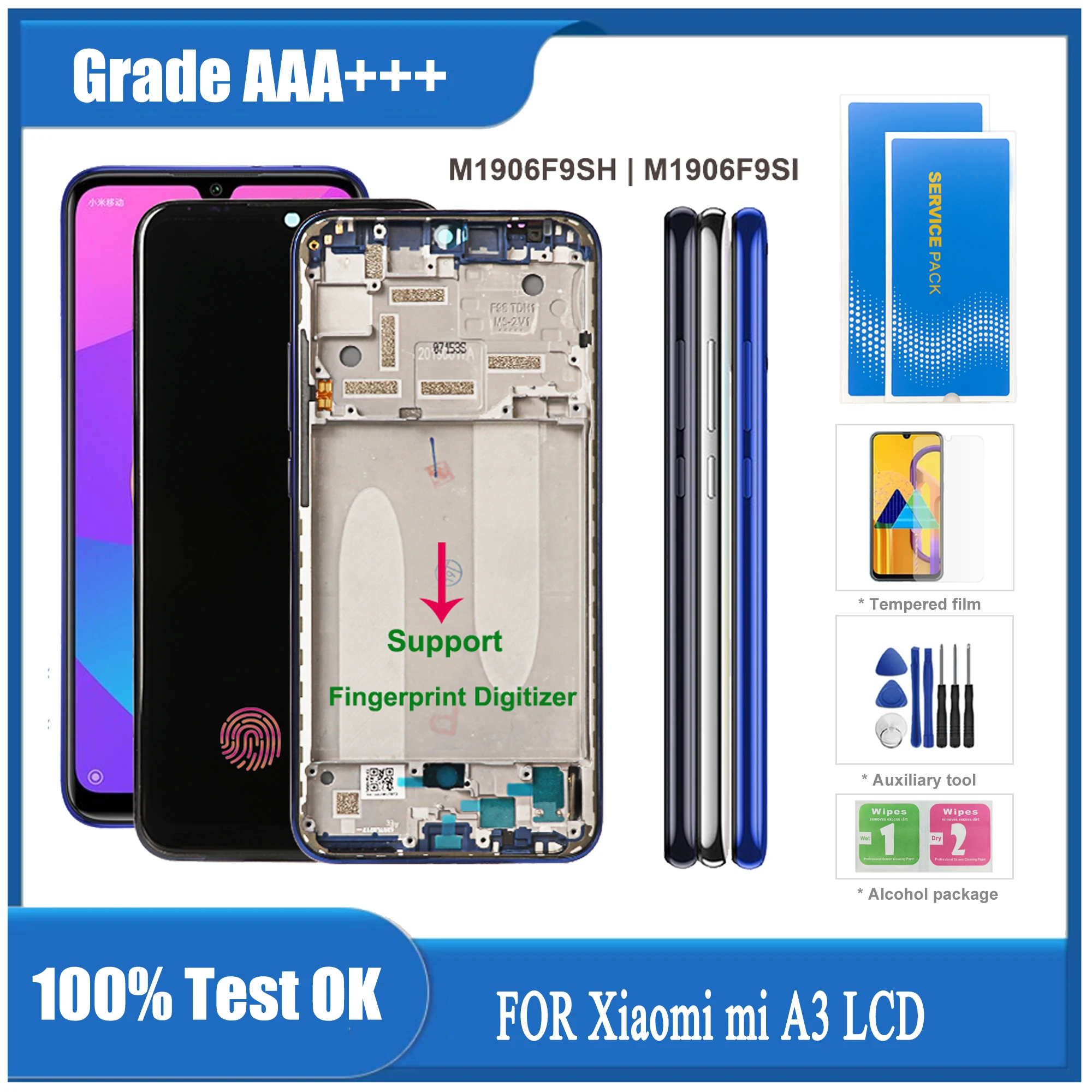 

ЖК-дисплей AMOLED для Xiaomi Mi A3, сенсорный экран, преобразователь штрафа в сборе для Xiaomi MiA3 CC9E M1906F9SH, экран дисплея