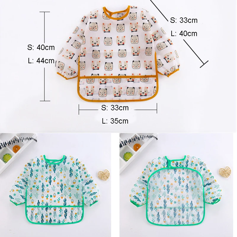 Детские нагрудники водонепроницаемые Слюнявчики с длинным рукавом фартук для